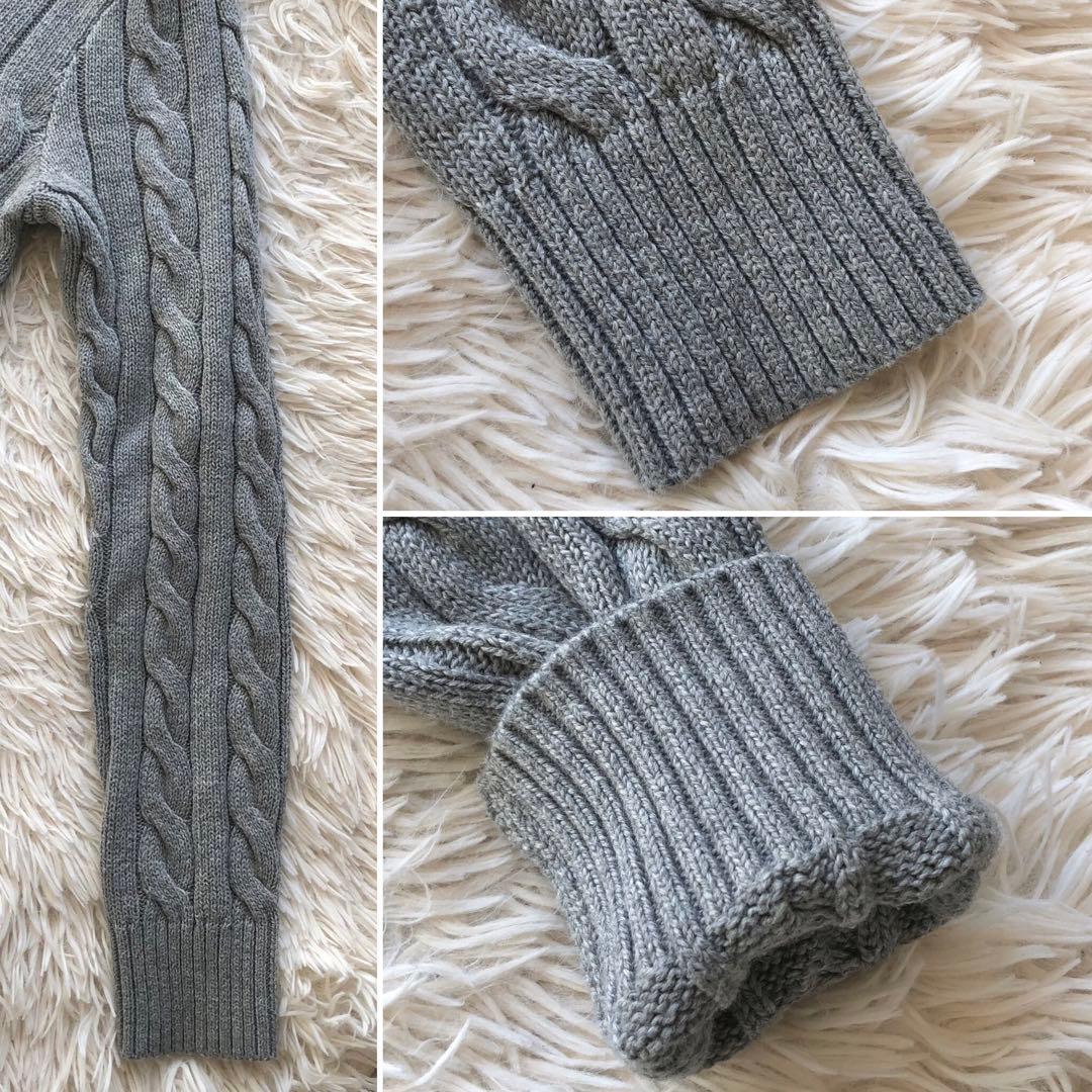 【2024年 極美品】ポロラルフローレン　ケーブルニットセーター　グレー　M 綿