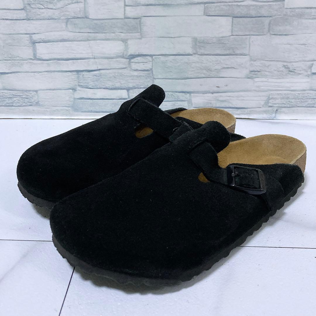 ビルケンシュトック ボストン サボサンダル スエード ソフトヘッド 黒 25