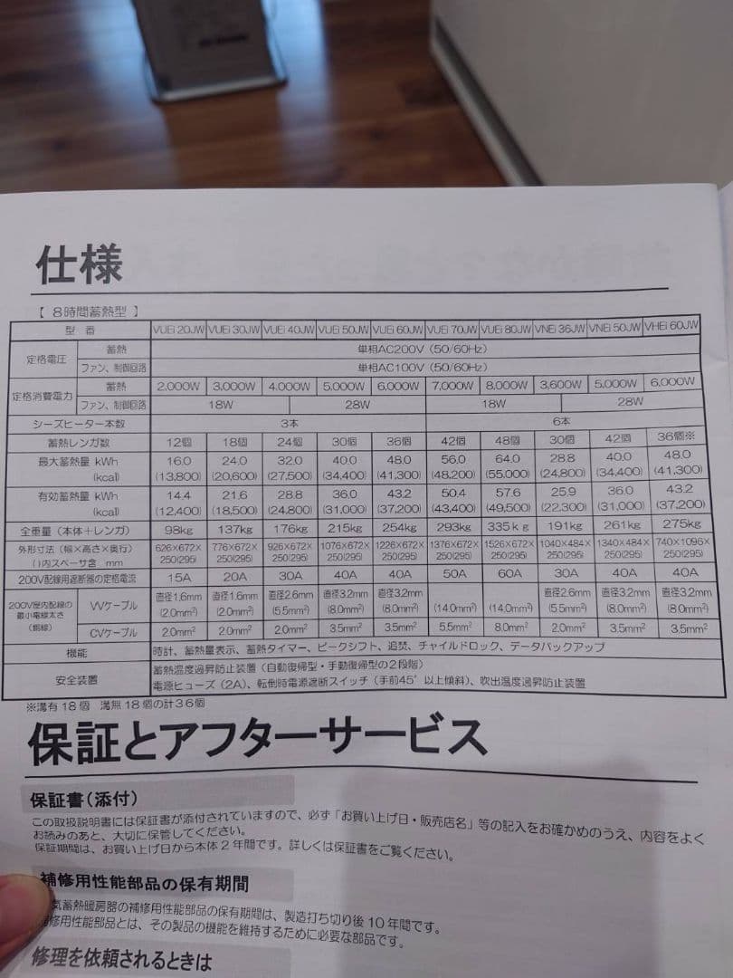 【2月末で販売終了】電気蓄熱暖房器 ユニデール　VUEi 70JW
