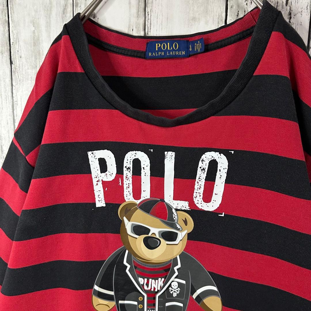 【ポロラルフローレン☆ポロベアバイラルフローレン】赤黒ボーダー☆スウェット☆L