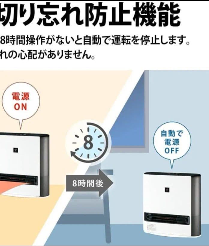 シャープ プラズマクラスター 加湿 セラミックファンヒーター HX-RK12-W