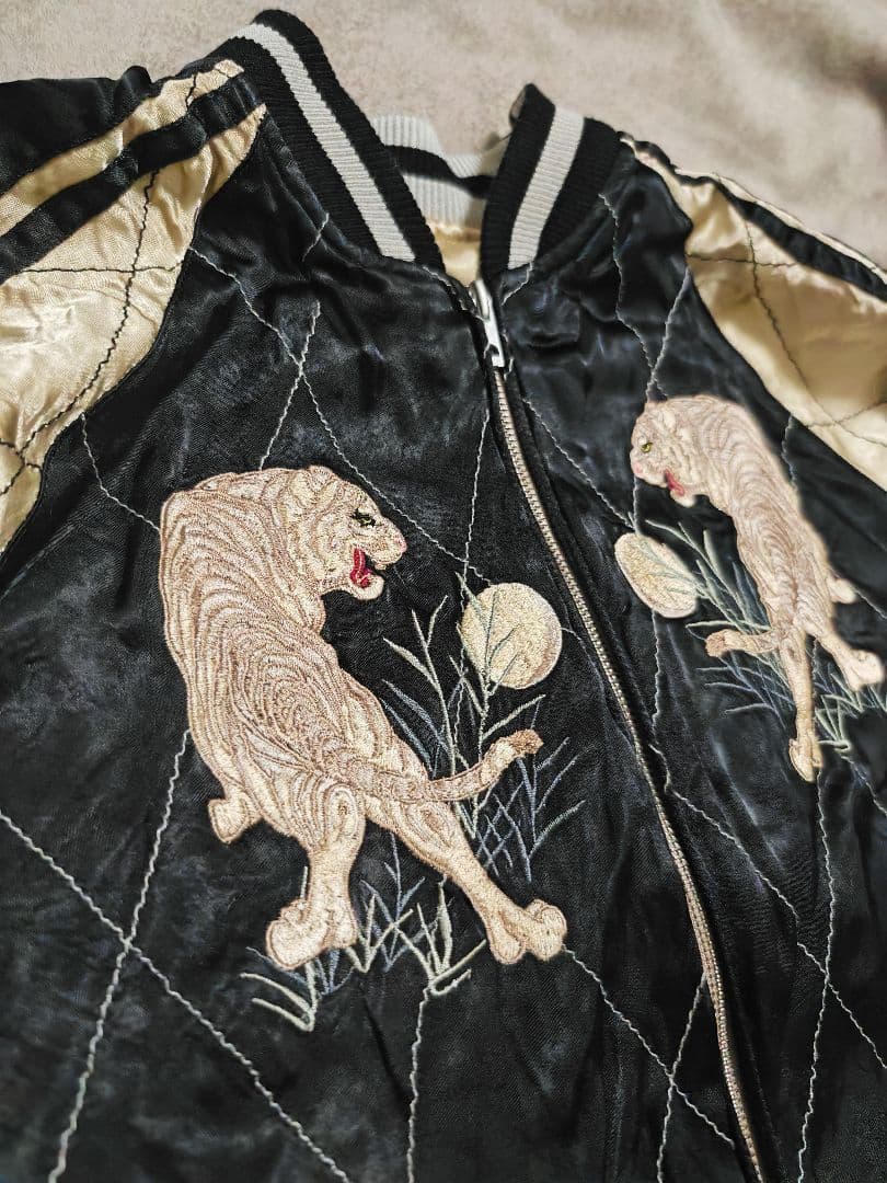 SCRIPT 日本 ２面用 スカジャン 限定虎 unisex 100％silk