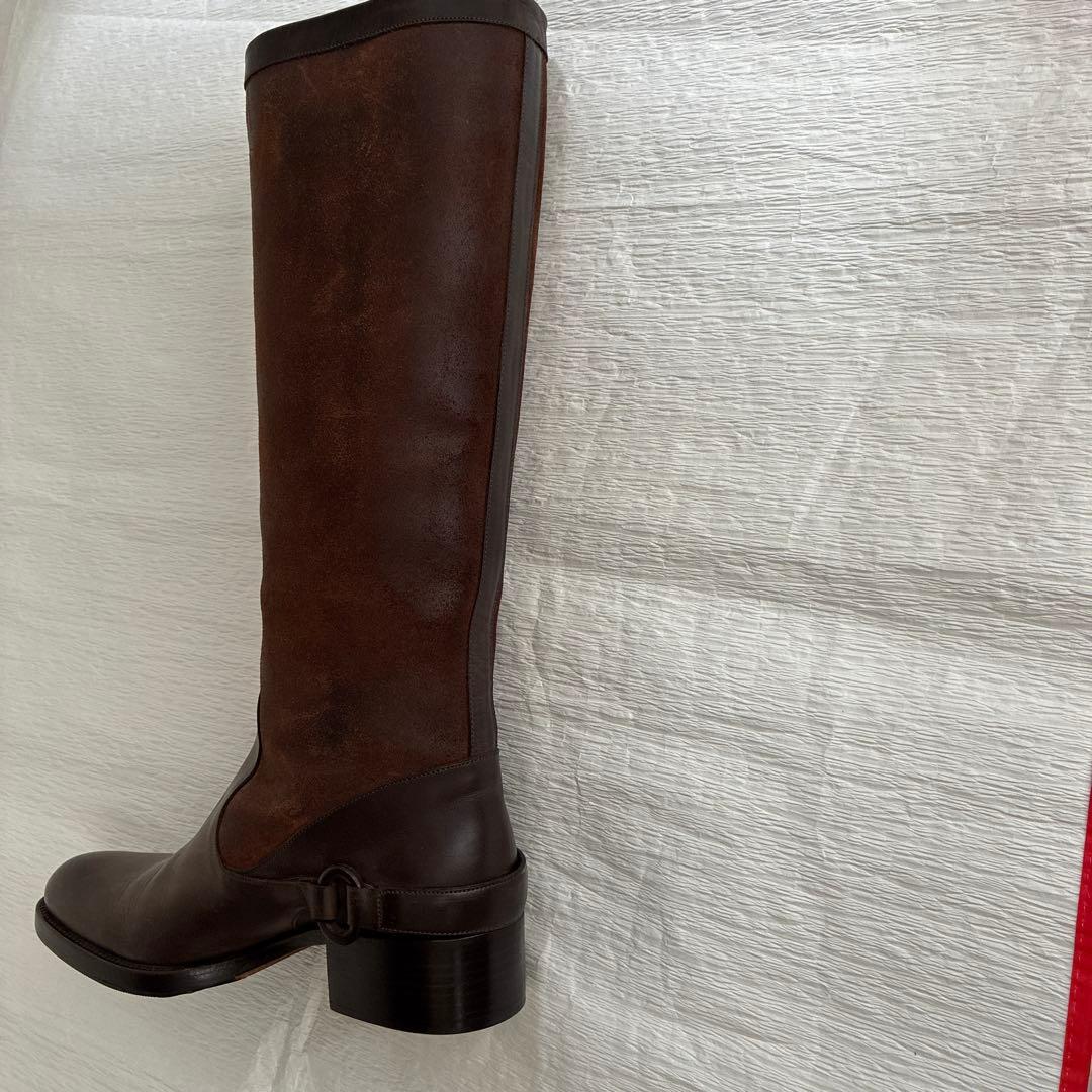 【ちよみ】サルトル ジョッキーブーツ 茶 36(約23cm) スウェード