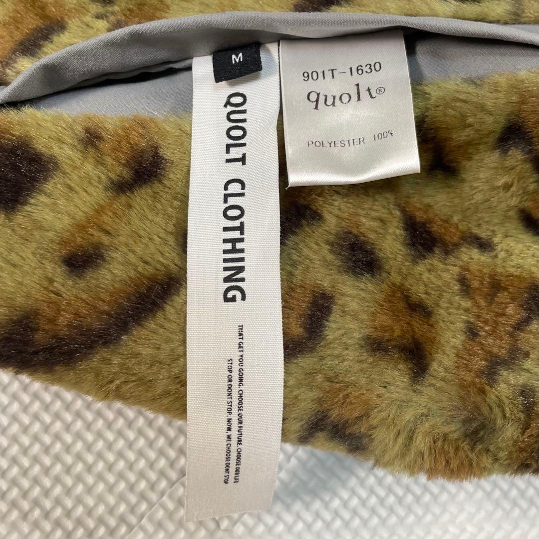 美品 Quolt リバーシブル ファー ジャケット レオパード ナイロン ライン