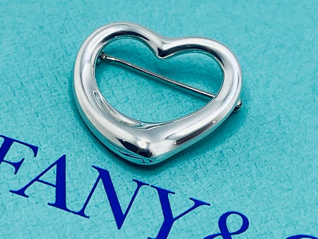 c902 美品　ティファニー　オープンハート　ブローチ　シルバー　925