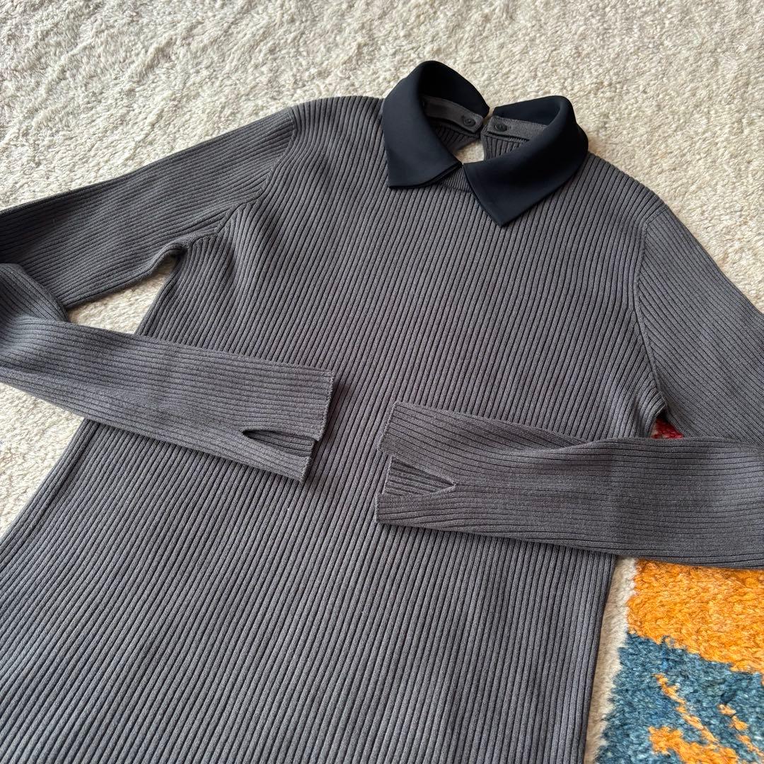 イエナ バイカラー 襟RIBホールガーメントプルオーバー　グレー　25AW