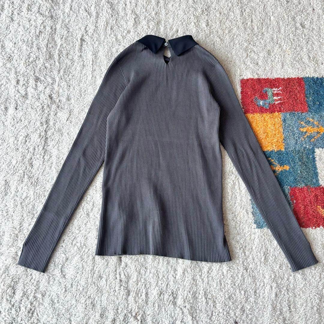 イエナ バイカラー 襟RIBホールガーメントプルオーバー　グレー　25AW
