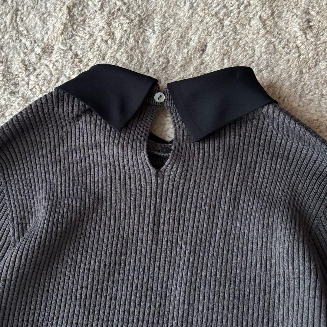 イエナ バイカラー 襟RIBホールガーメントプルオーバー　グレー　25AW