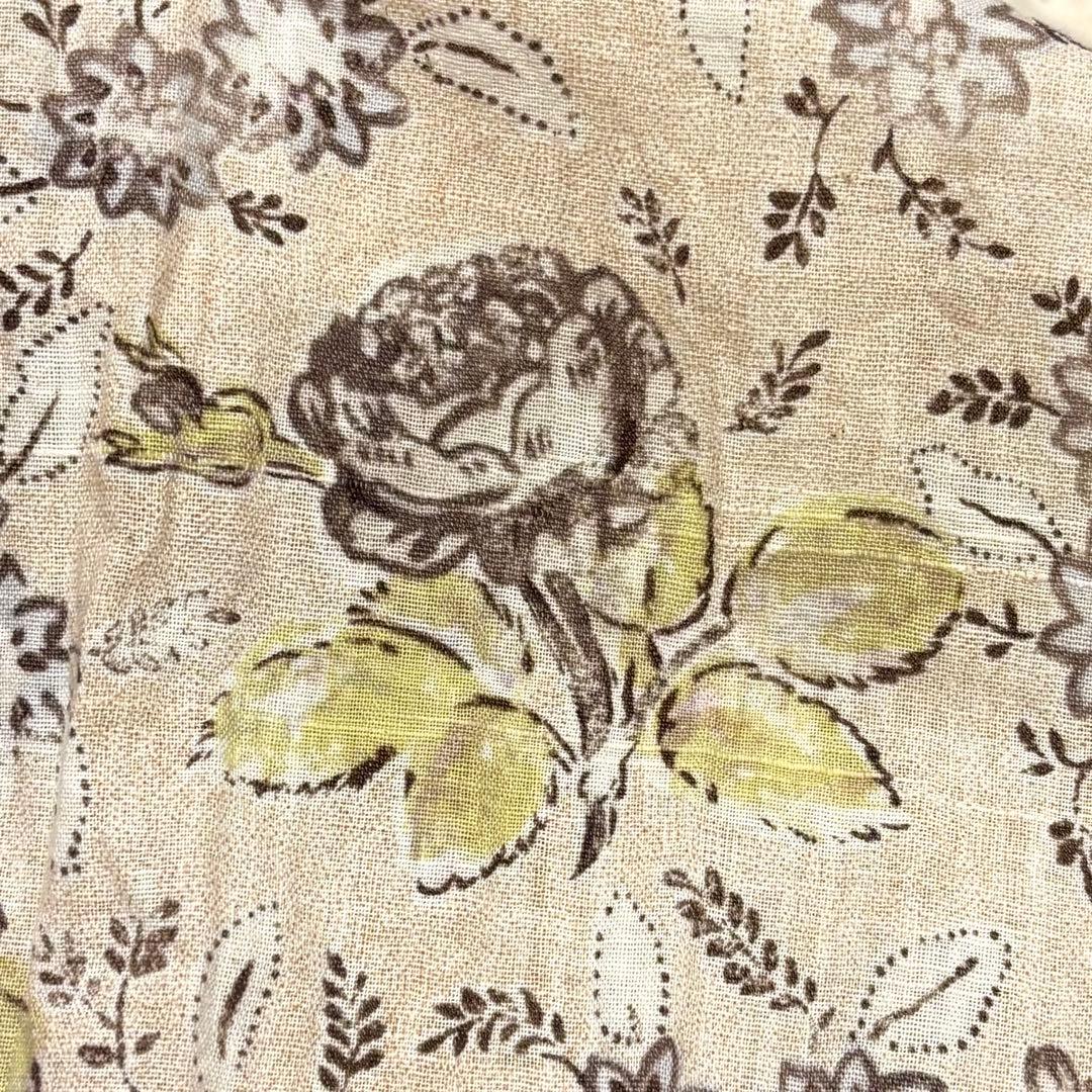 45R ギャザースモック　チュニック　ワンピース　カディコットン　花柄　リボン