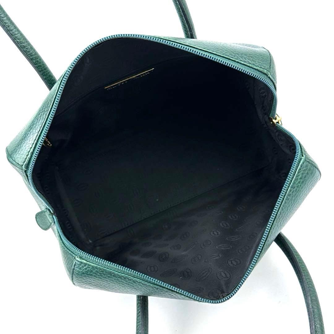 ねこたい カルティエ マストライン ハンドバッグ ゴールド金具 裏地総柄