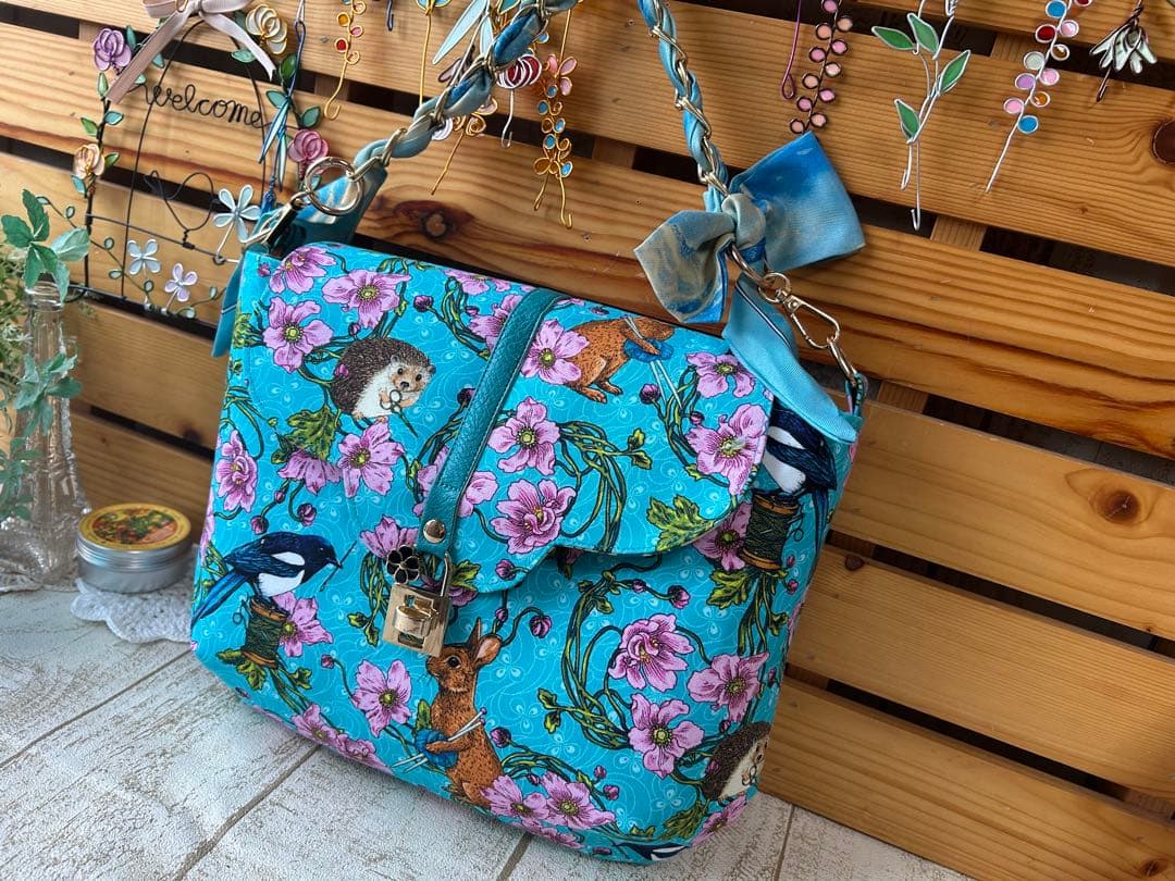 バロン♡花うさぎハリネズミ♡丸底　2wayショルダーバッグ