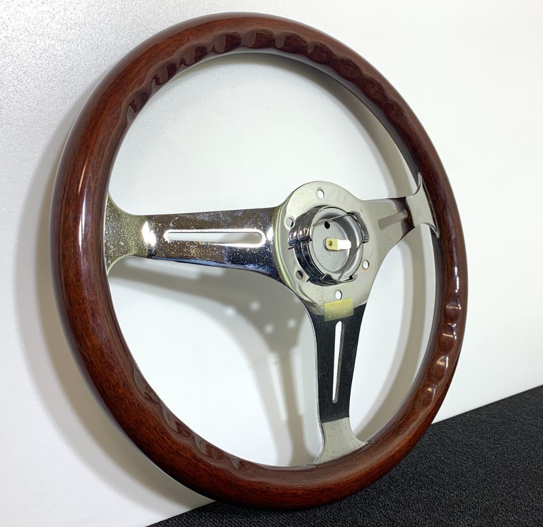 エムズスピード ウッドステアリング ホーンボタン付 メッキ輝き良好 希少