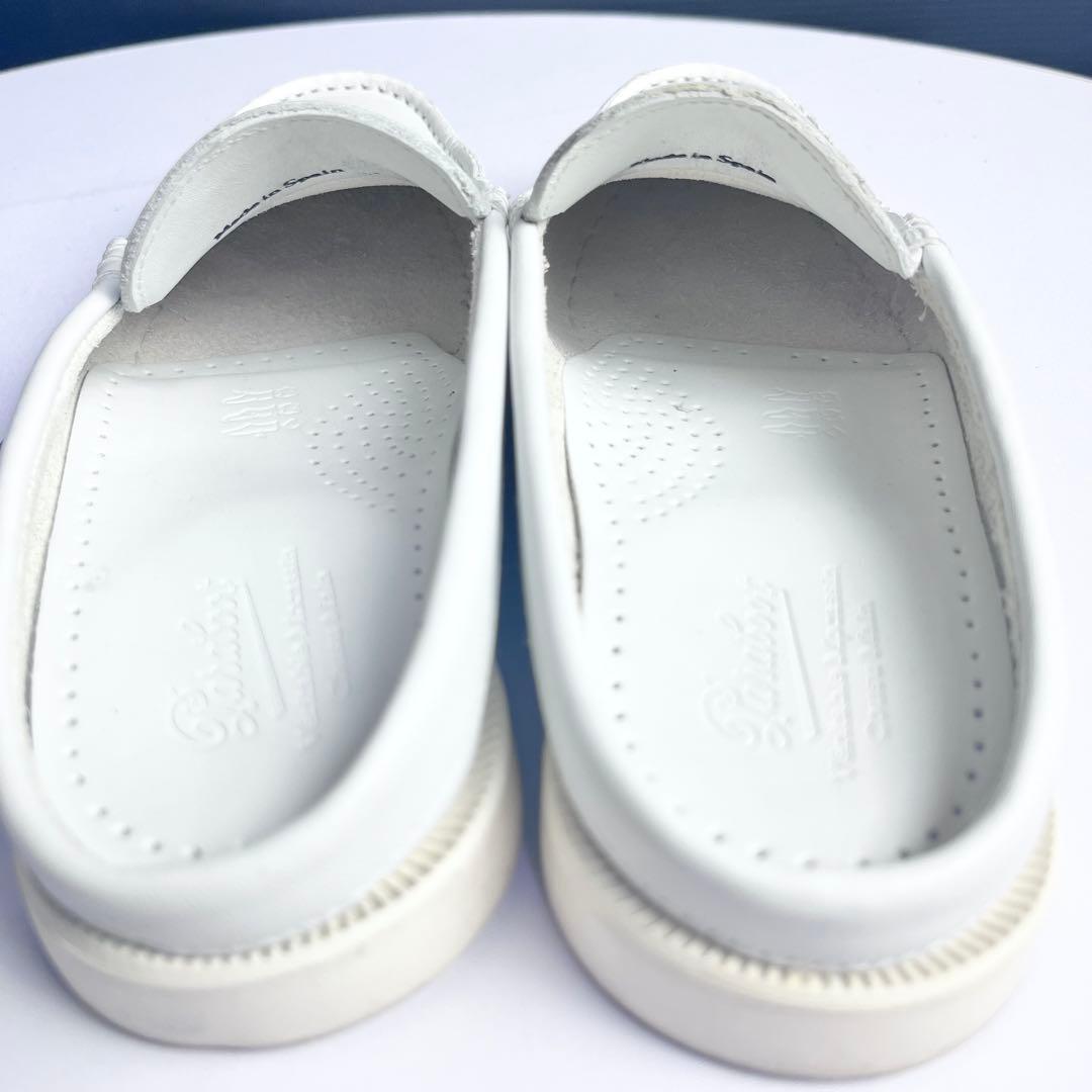 ふな♪美品✨パラブーツ レザー スリッポン モカシン ミュール ホワイト