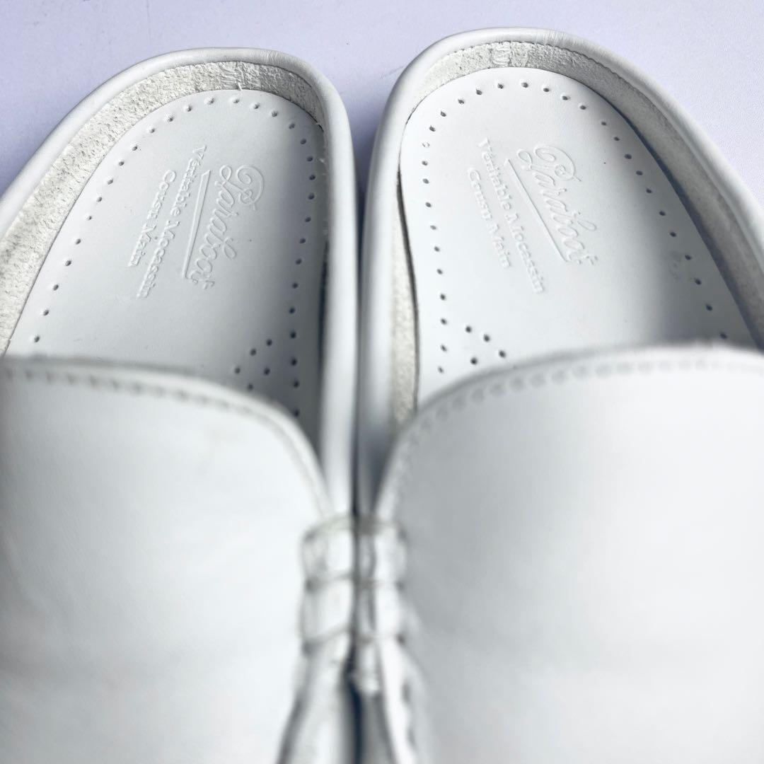 ふな♪美品✨パラブーツ レザー スリッポン モカシン ミュール ホワイト