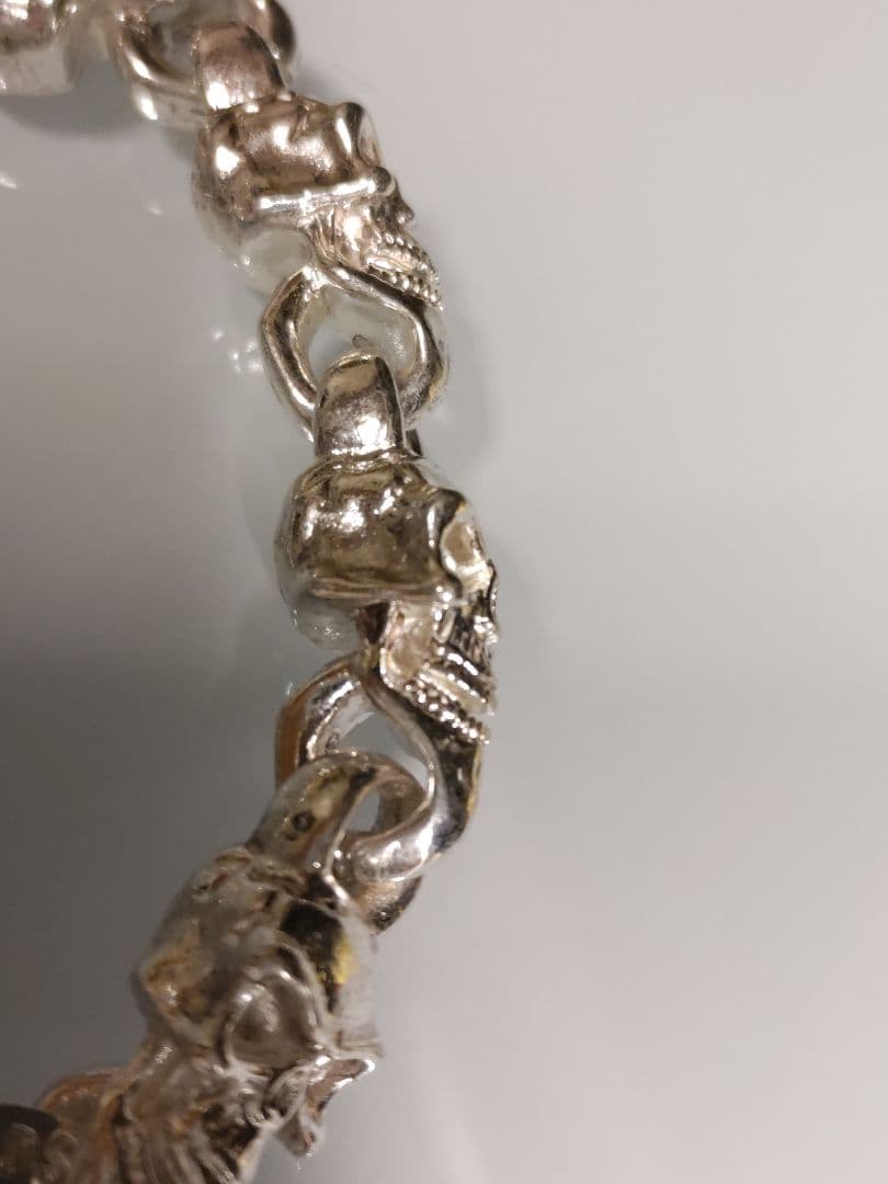 新品スカルチェーンブレスレット髑髏検索用S925刻印ガボールハーレーバイカーに