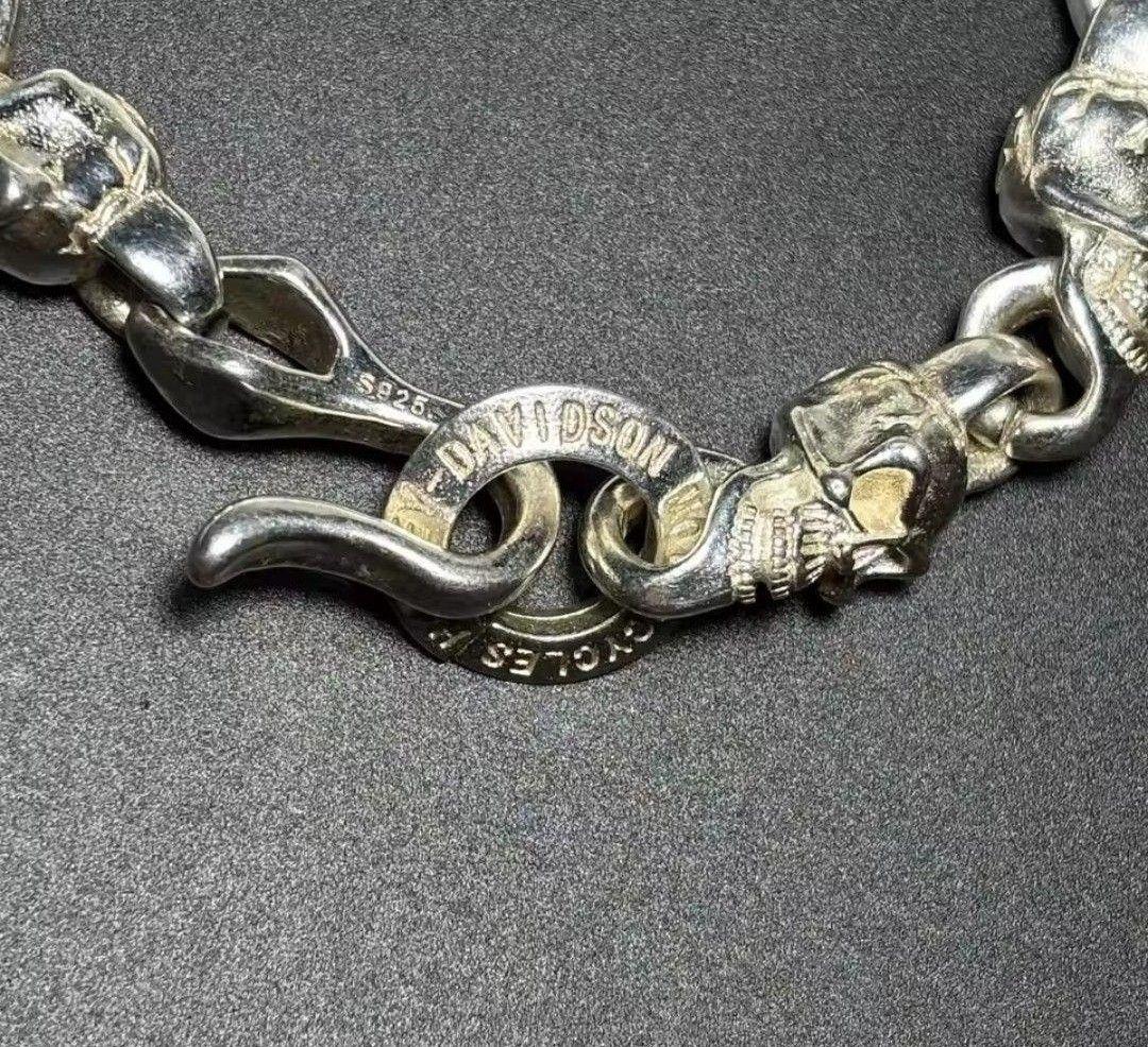 新品スカルチェーンブレスレット髑髏検索用S925刻印ガボールハーレーバイカーに