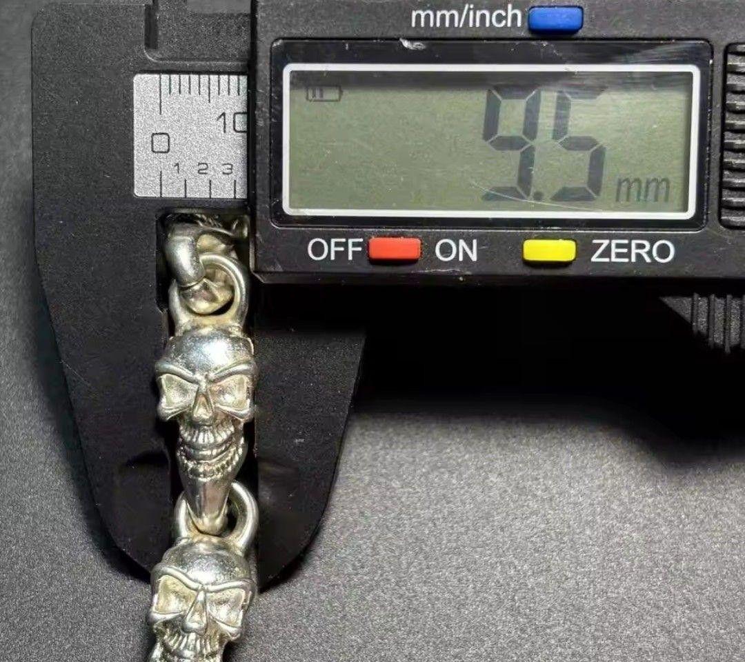 新品スカルチェーンブレスレット髑髏検索用S925刻印ガボールハーレーバイカーに