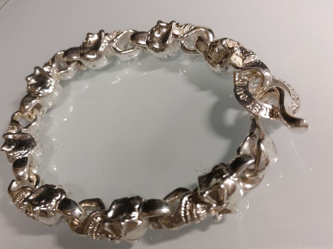 新品スカルチェーンブレスレット髑髏検索用S925刻印ガボールハーレーバイカーに