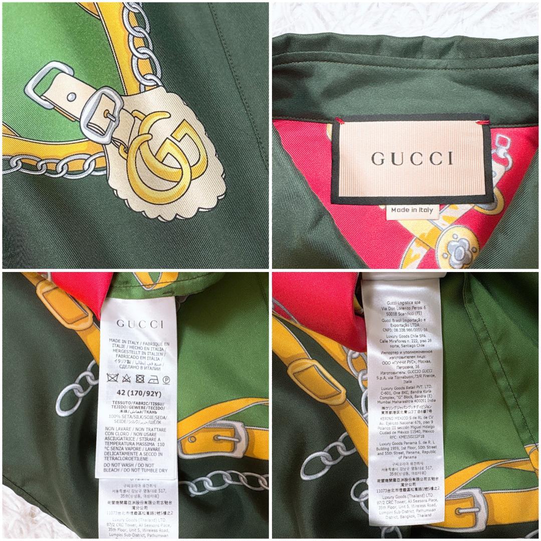希少モデル【極美品】グッチ 総柄シルクシャツ GGマーモント 大きいサイズ 現行