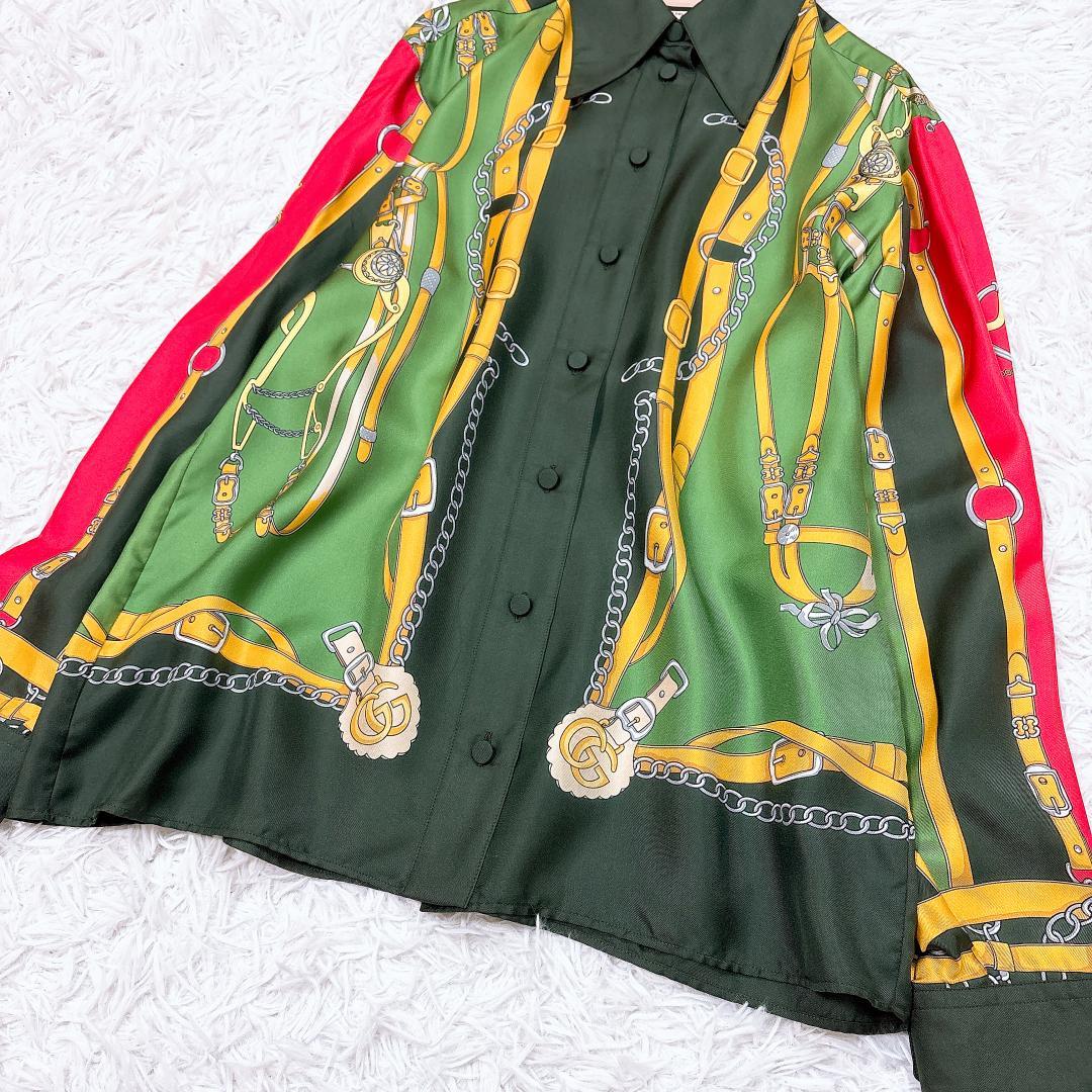 希少モデル【極美品】グッチ 総柄シルクシャツ GGマーモント 大きいサイズ 現行