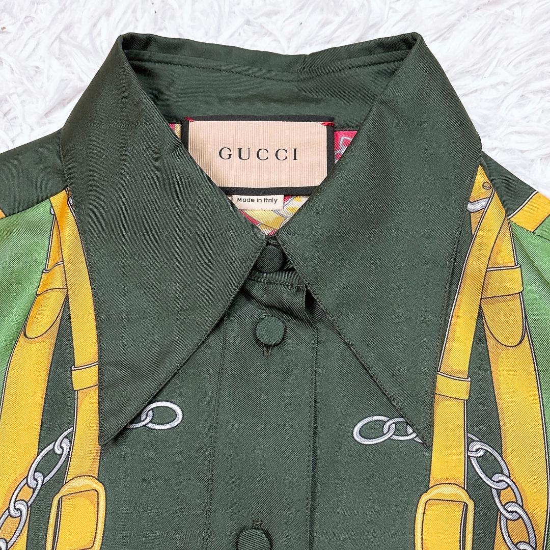 希少モデル【極美品】グッチ 総柄シルクシャツ GGマーモント 大きいサイズ 現行
