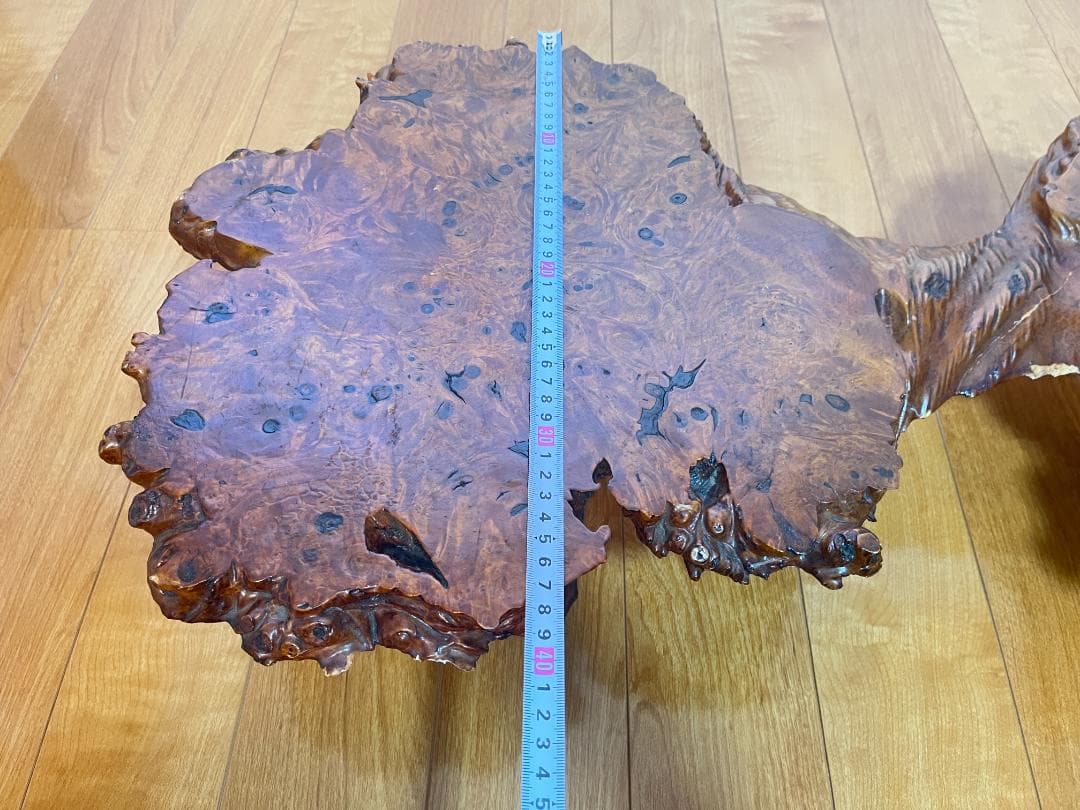 【天然一枚板】飾り台 盆栽台 花瓶台 座卓 足付き 大型 希少【光沢仕上げ】