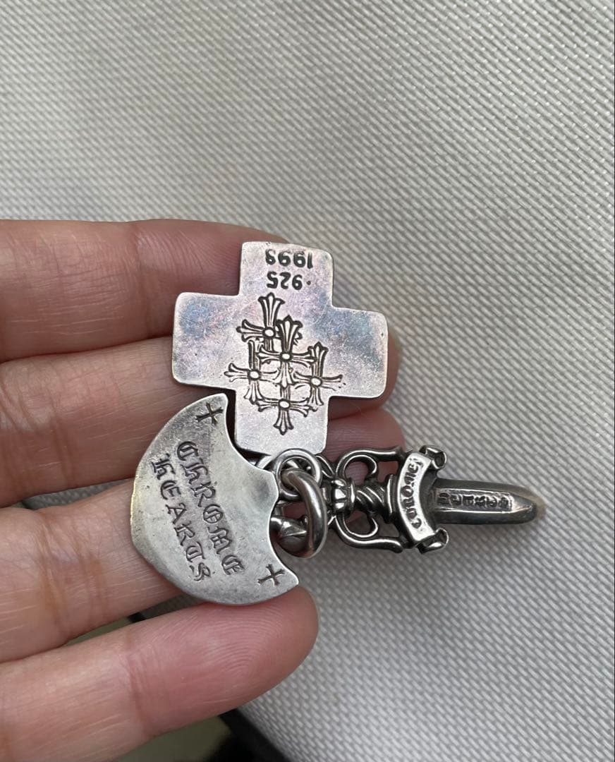 CHROME HEARTS 925シルバー ネックレストップ　スリートリンケッツ