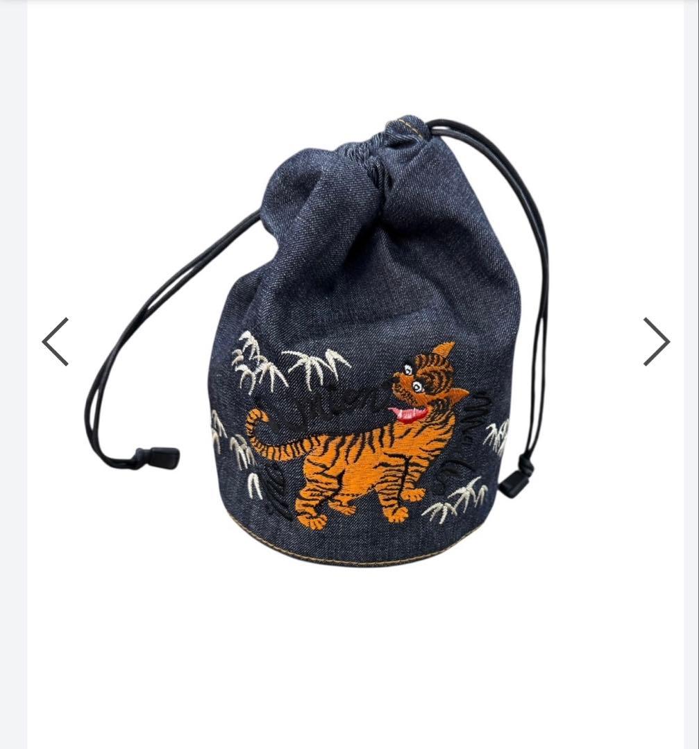 ダラシメンデニム巾着バッグ
