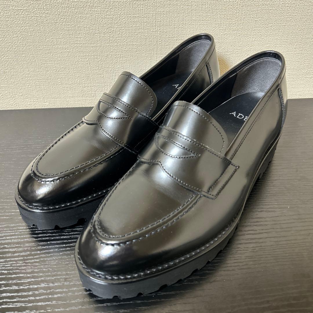ADELO アデロ 6cm シークレットシューズ ローファー 黒 ブラック