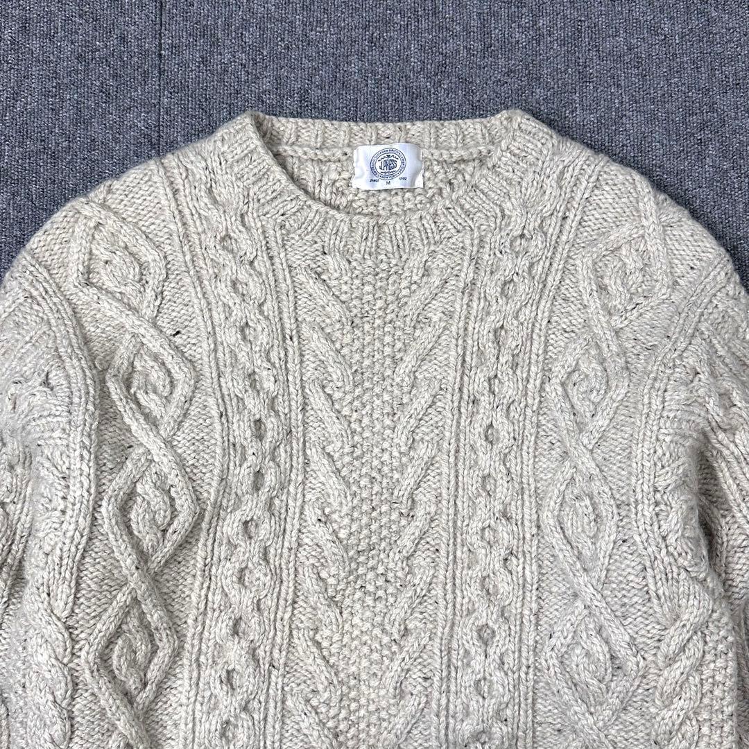 90s J.PRESS シルク混 ウール アランニットセーター ジェイプレス