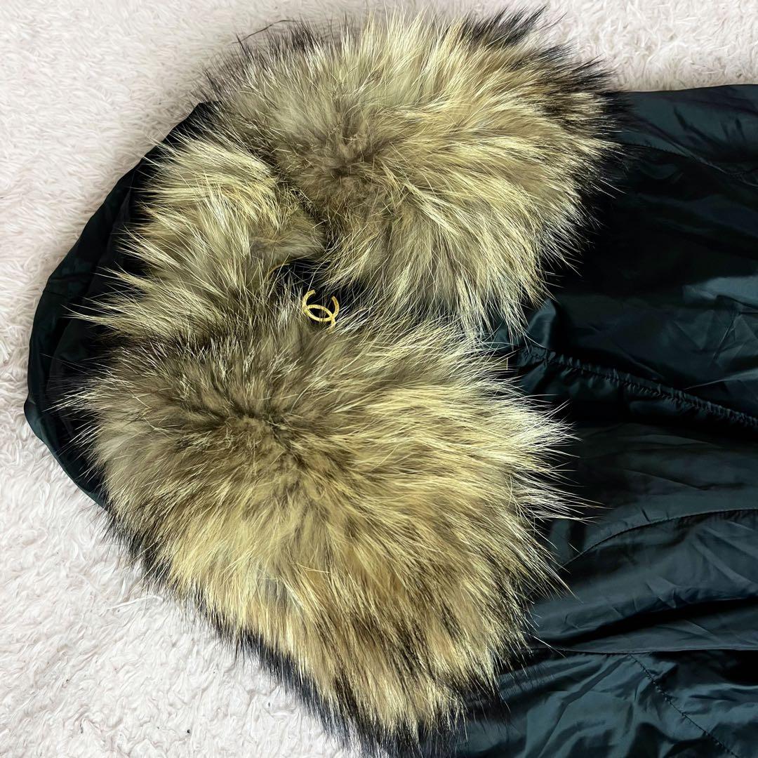 ✖︎ セオリー ダウンコート ロング ラクーンファー ベルト 黒 ブラック L