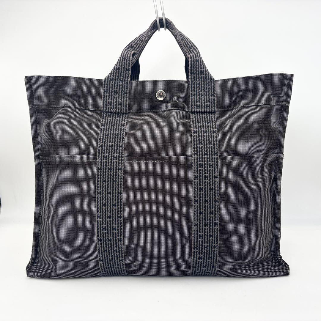 エルメス エールライン MM トートバッグ グレー系 鞄 カバン カデナ