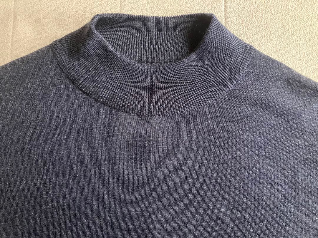 JOHN SMEDLEY メリノウール 30G モックネックニット ネイビー S