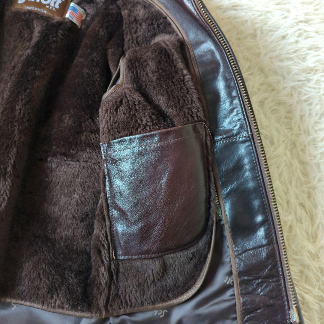 美品 希少 ショットトラッカージャケット 642VS 赤茶 本革 34