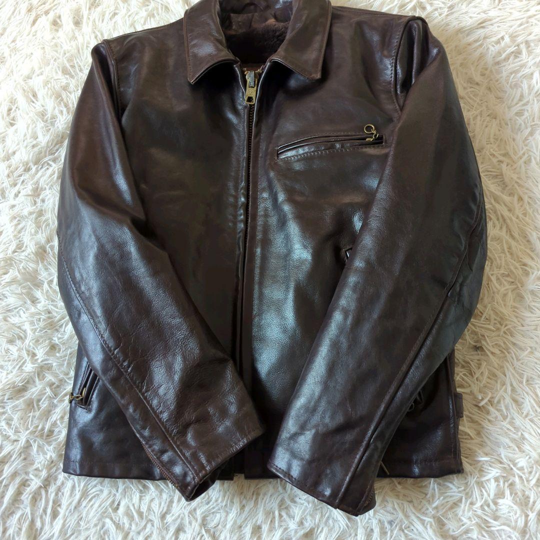 美品 希少 ショットトラッカージャケット 642VS 赤茶 本革 34