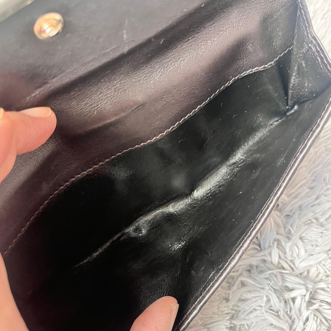 美品✨GUCCI シマ　ロゴプレート　ダークブラウン　メンズ　レディース　長財布