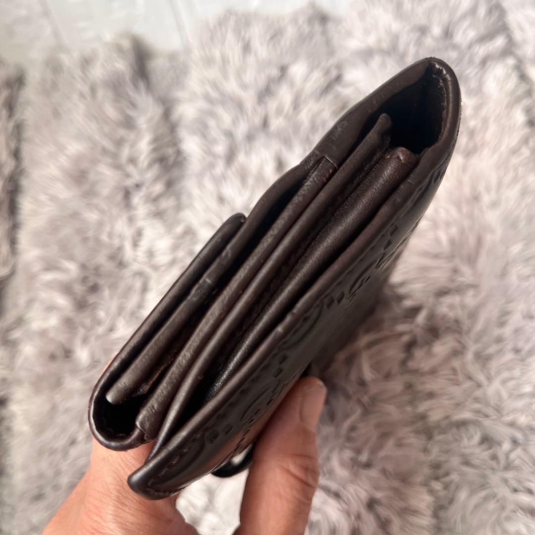 美品✨GUCCI シマ　ロゴプレート　ダークブラウン　メンズ　レディース　長財布