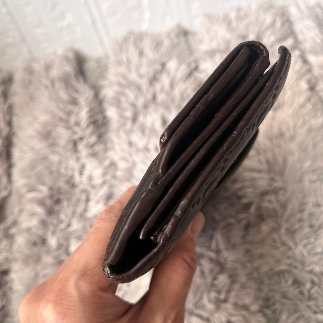 美品✨GUCCI シマ　ロゴプレート　ダークブラウン　メンズ　レディース　長財布