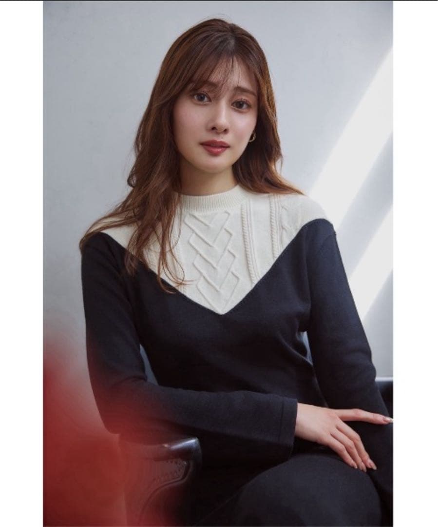 ワンピース herlipto Two-Tone Cable Knit Dress