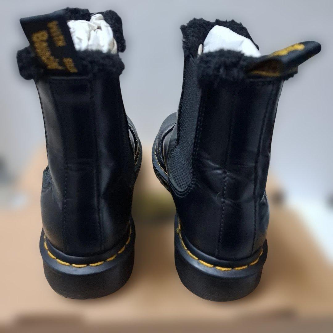 Dr,Martens レザーサイドゴアブーツ 黒 ファー付き