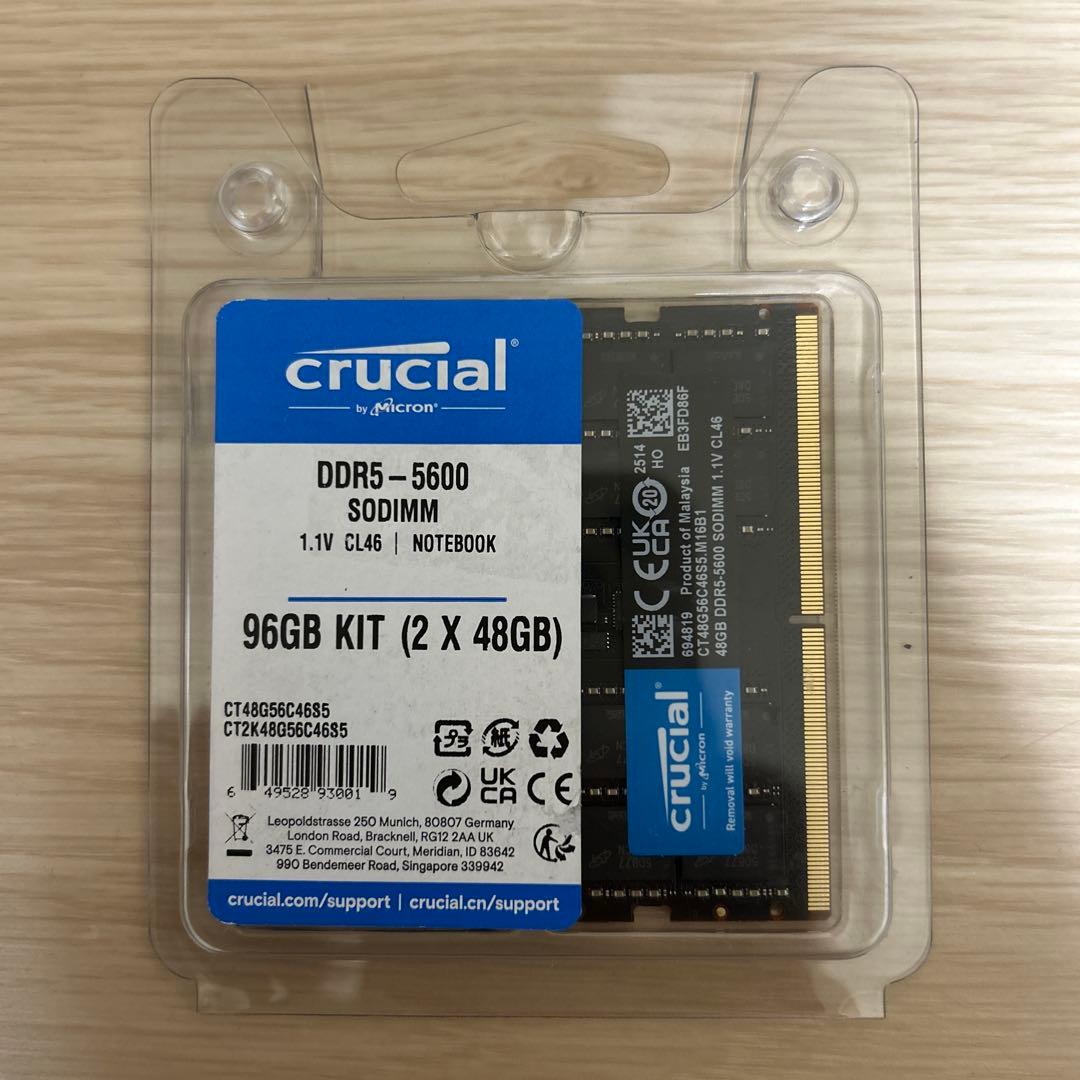 メモリー crucial DDR5-5600 SODIMM 96GB KIT