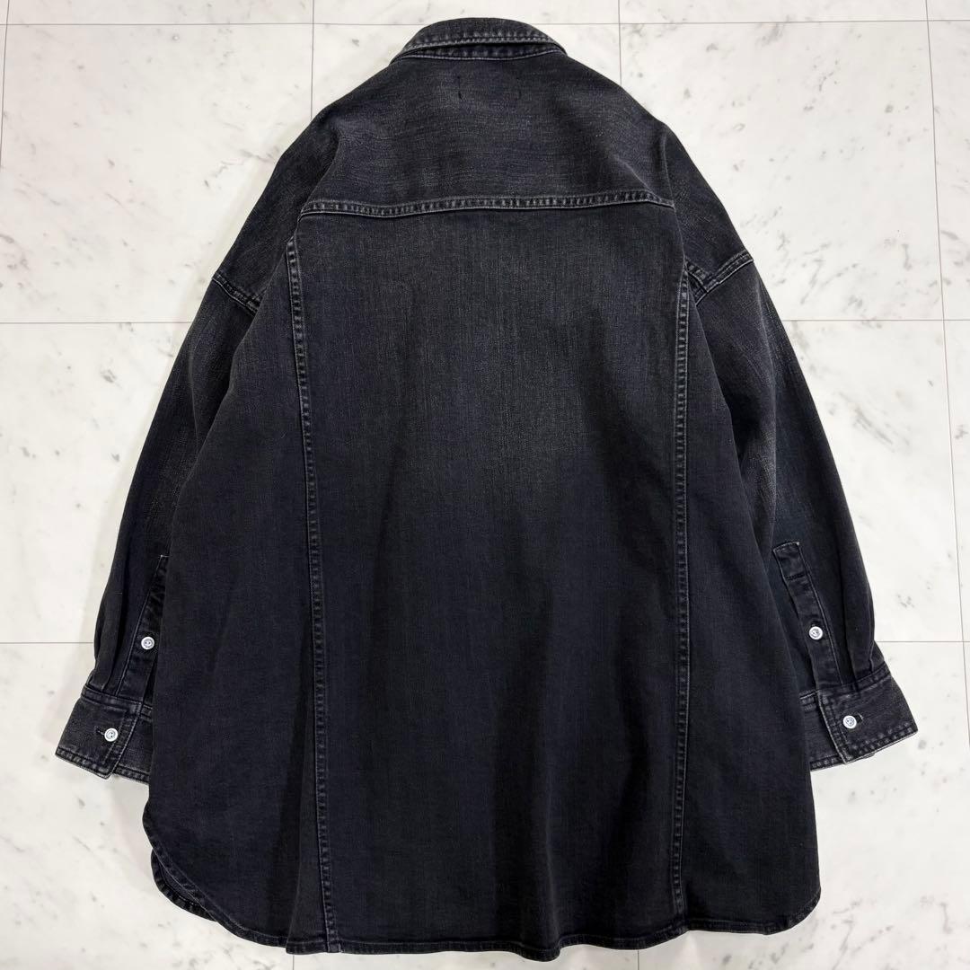 美品✨ヘルシーデニム　アーモンド　デニムシャツ　オーバーシルエット　ブラック