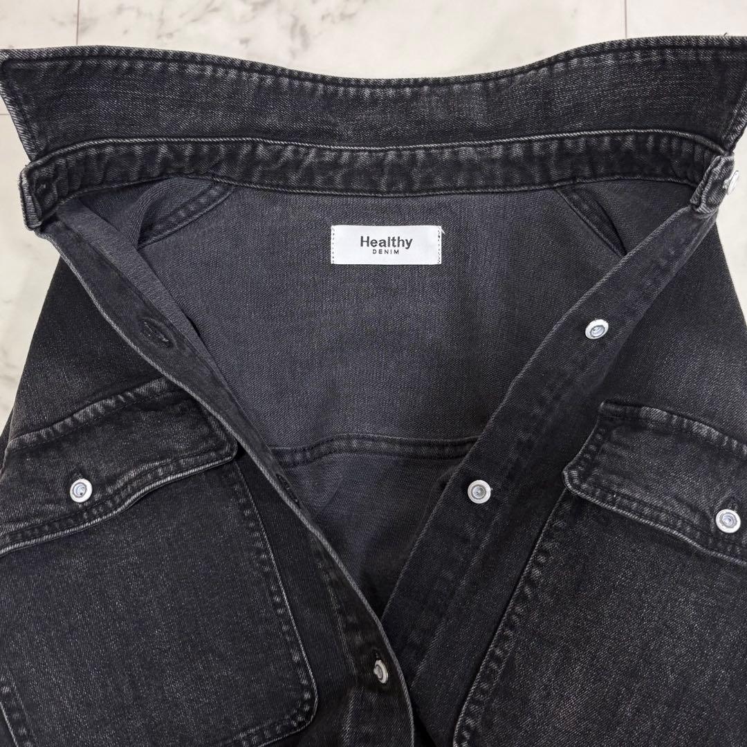 美品✨ヘルシーデニム　アーモンド　デニムシャツ　オーバーシルエット　ブラック