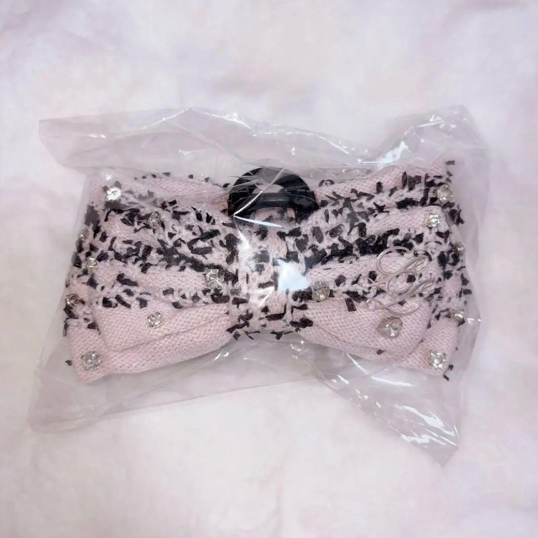 lumignon ルミニョン リボン ヘアクリップ ピンクブラック