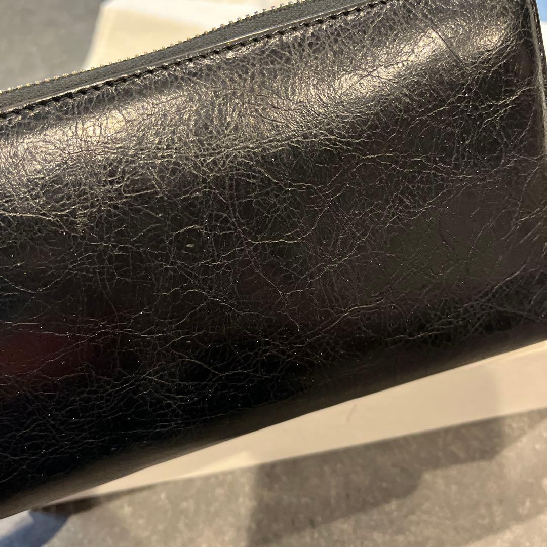 ろい　BALENCIAGA PARIS ブラックレザー 長財布メンズ