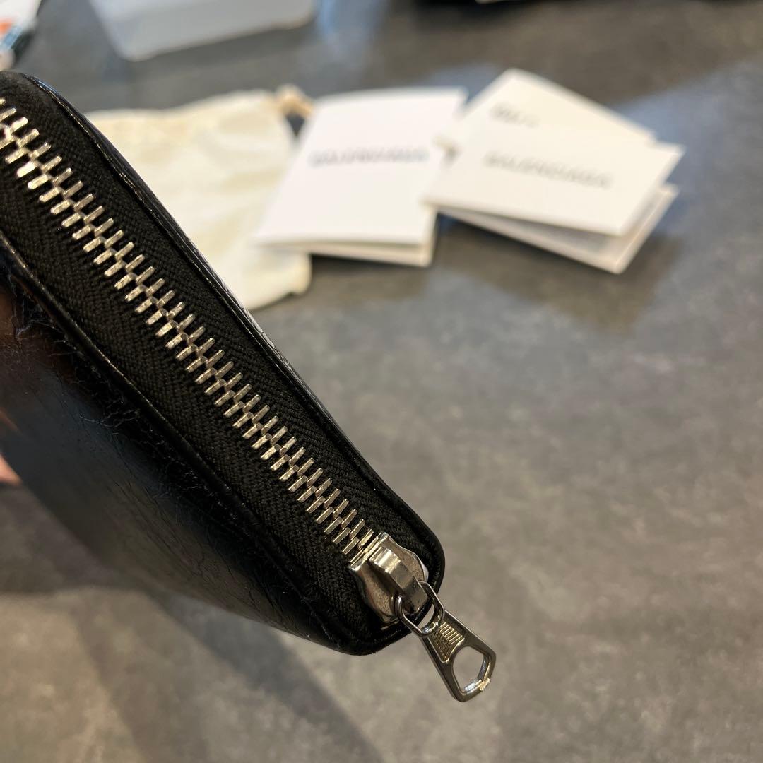 ろい　BALENCIAGA PARIS ブラックレザー 長財布メンズ