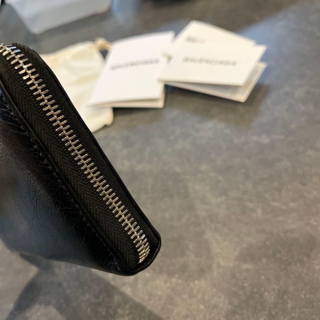 ろい　BALENCIAGA PARIS ブラックレザー 長財布メンズ