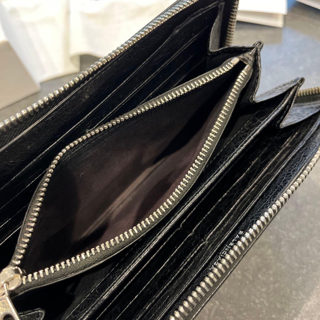 ろい　BALENCIAGA PARIS ブラックレザー 長財布メンズ