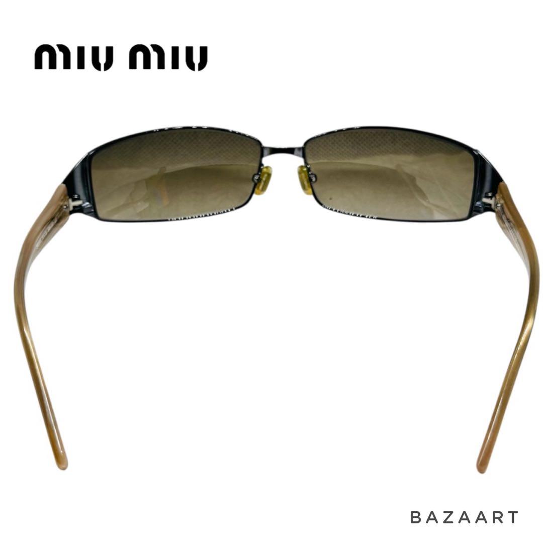 MIU MIU ミュウミュウ サングラス ラインストーン ピンク ブラウン
