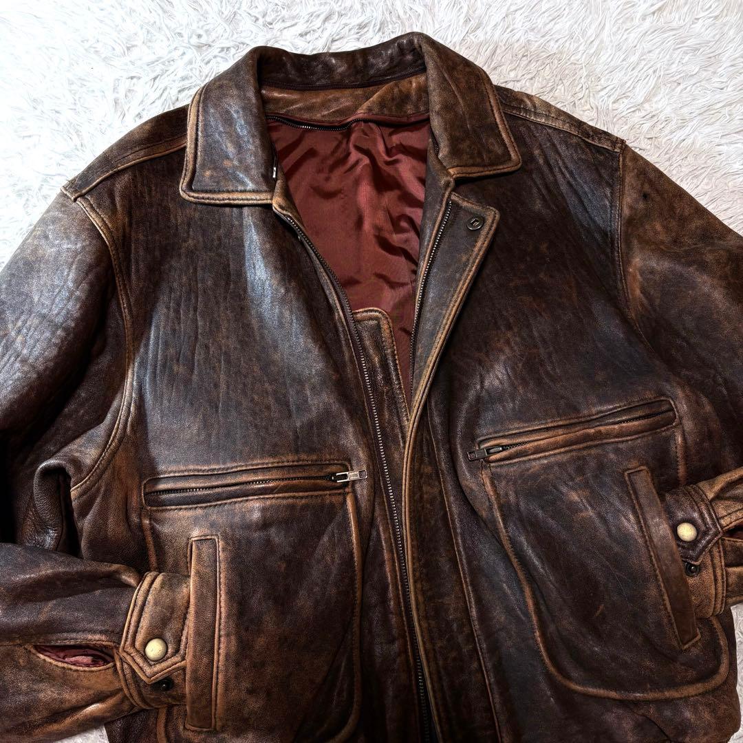 やは✨00s A2 leather jacket brown y2k
